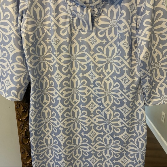 Gretchen Scott Jersey Dress Ruffneck 3/4 Sleeve Piazza Pale Blue Womens Size M - Picture 5 of 8
